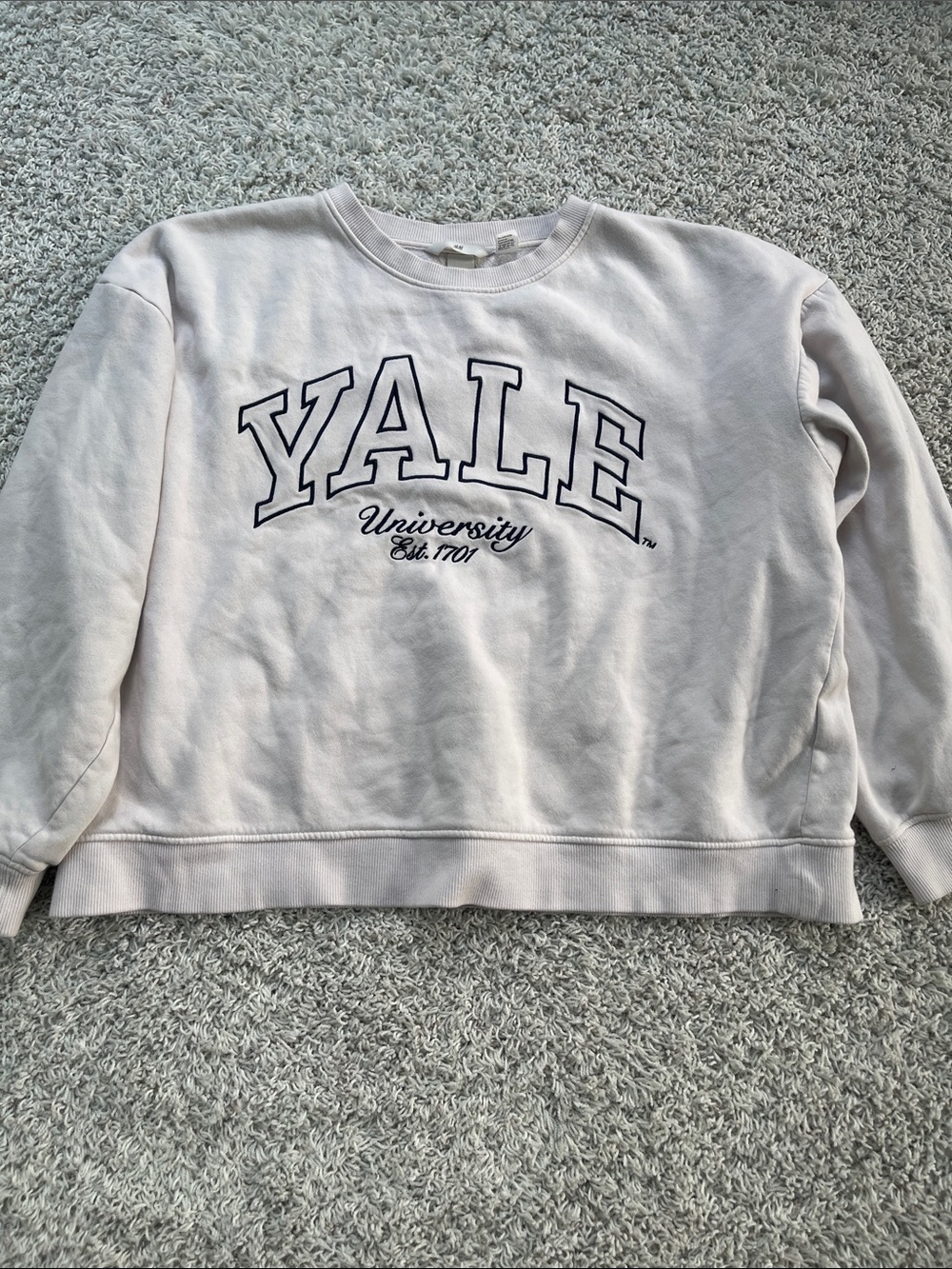 H&M Cream Crewneck Sweatshirt with Navy Lettering